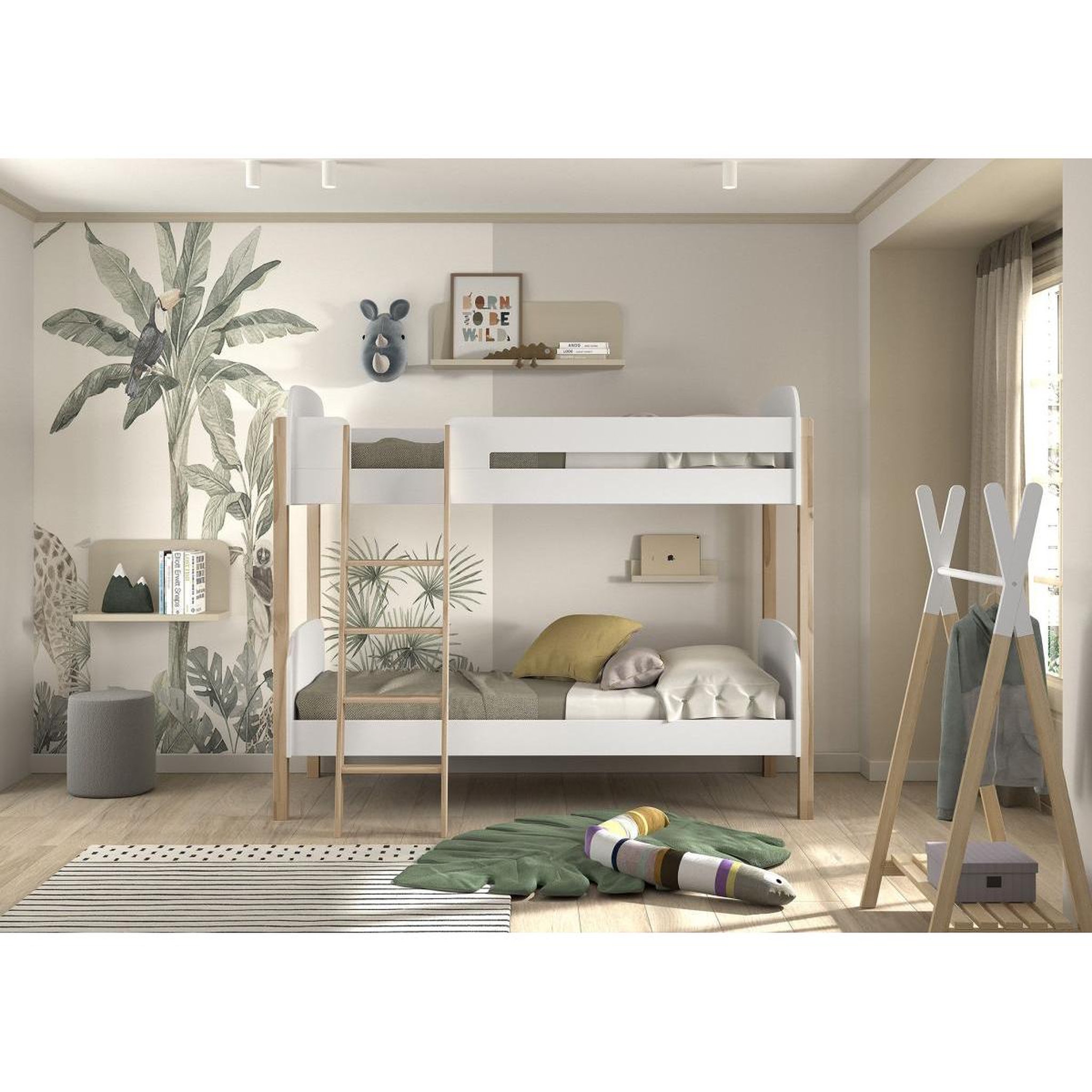 Voir la diapositive 2 : Vipack Lit superposé Kiddy blanc 90x200 cm