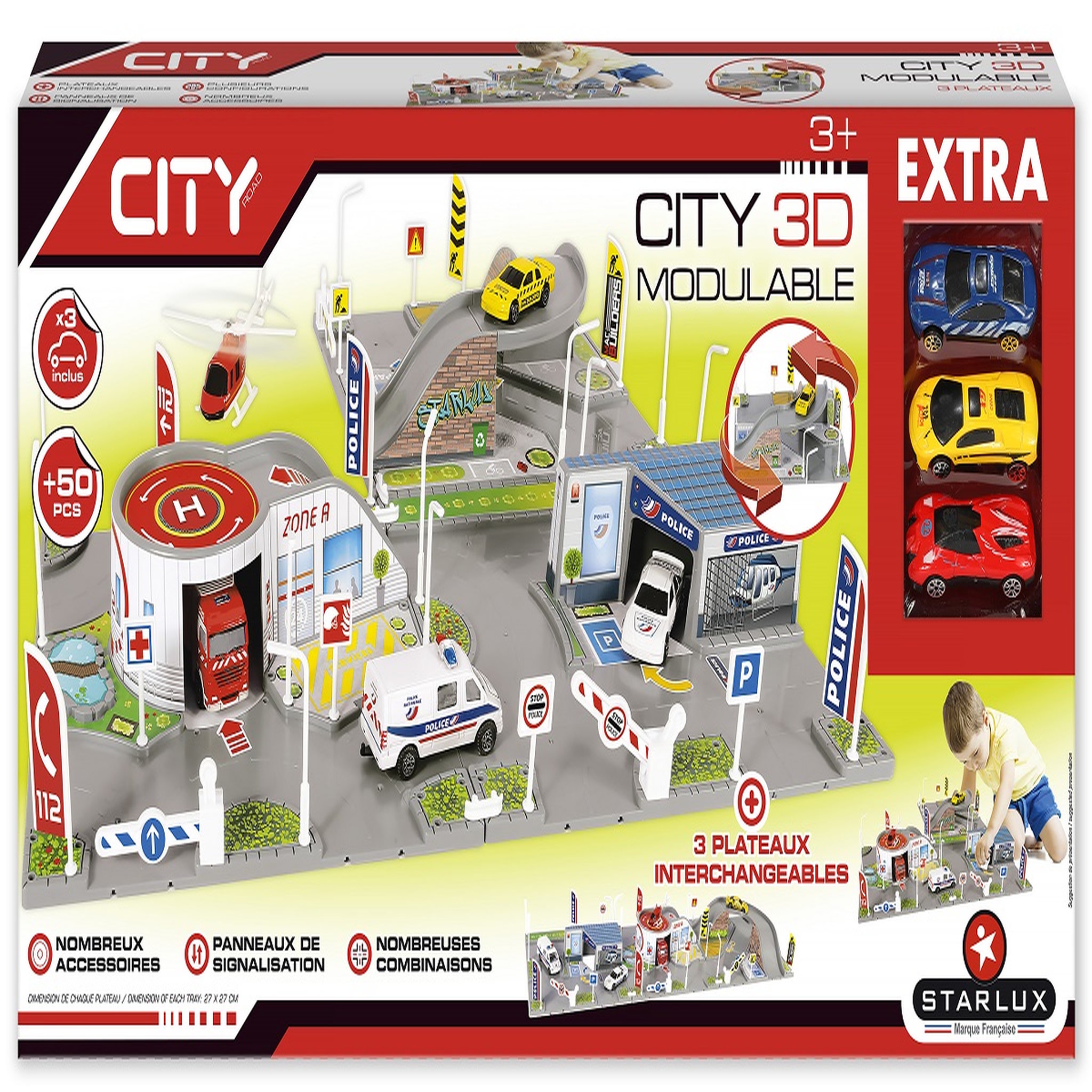 MBI Coffret die cast city 3D - 3 plaques plus promo 3 véhicules 