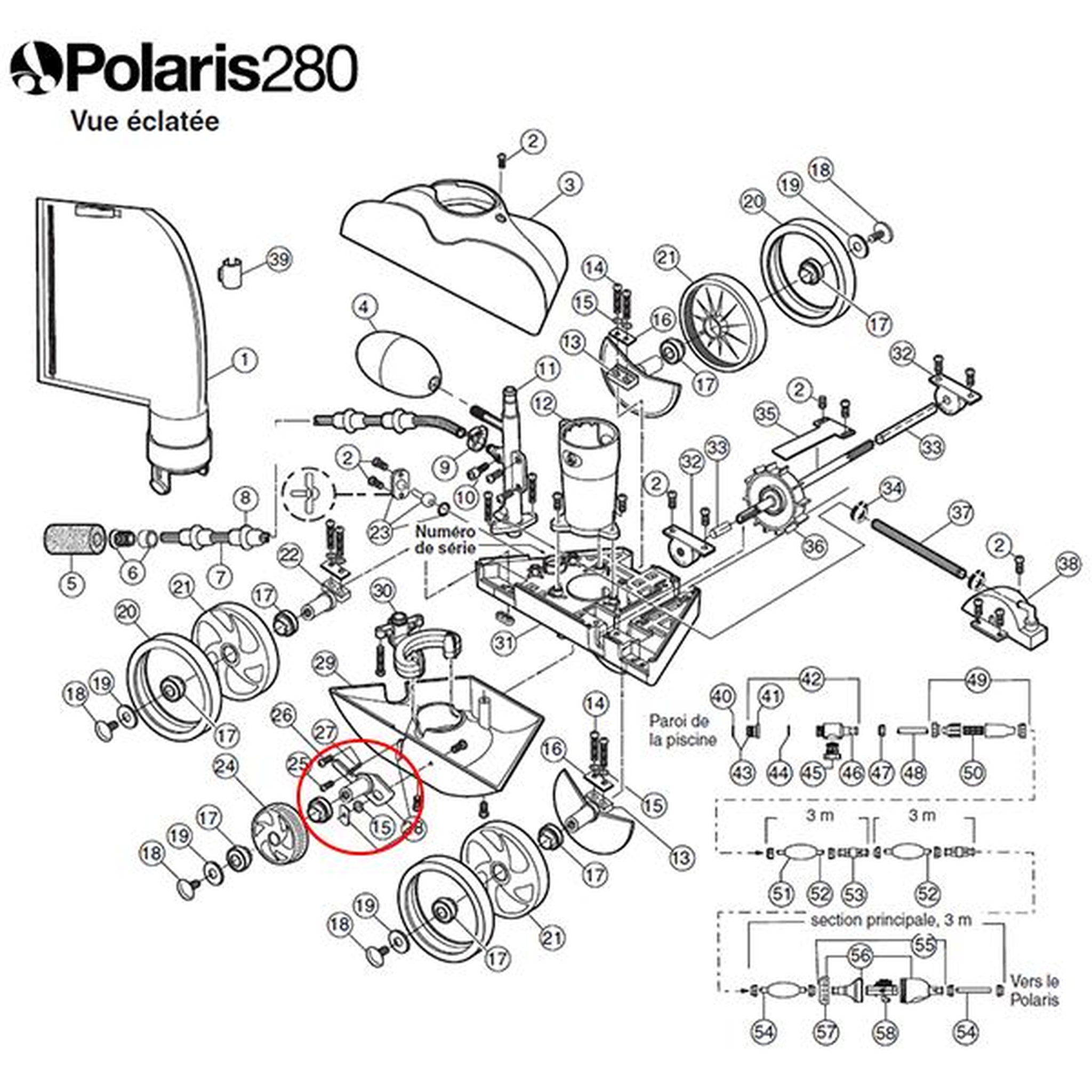 Voir la diapositive 2 : Polaris Axe mobile de roue dentelée pour polaris 180/280 - C36