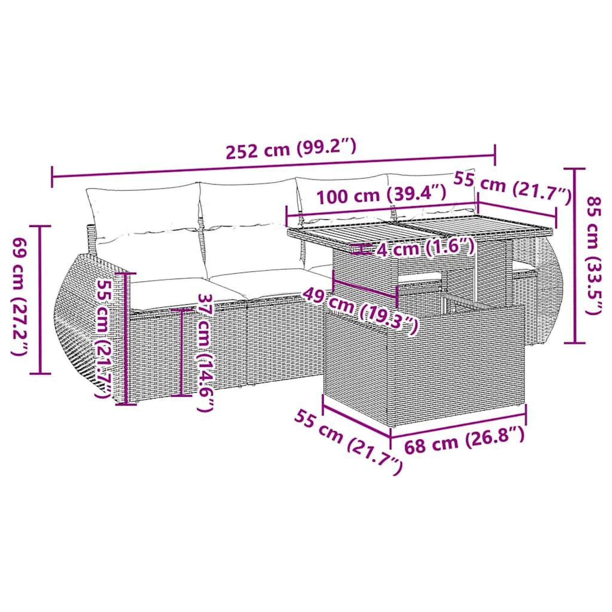 Voir la diapositive 6 : VIDAXL Salon de jardin 5 pcs avec coussins noir resine tressee