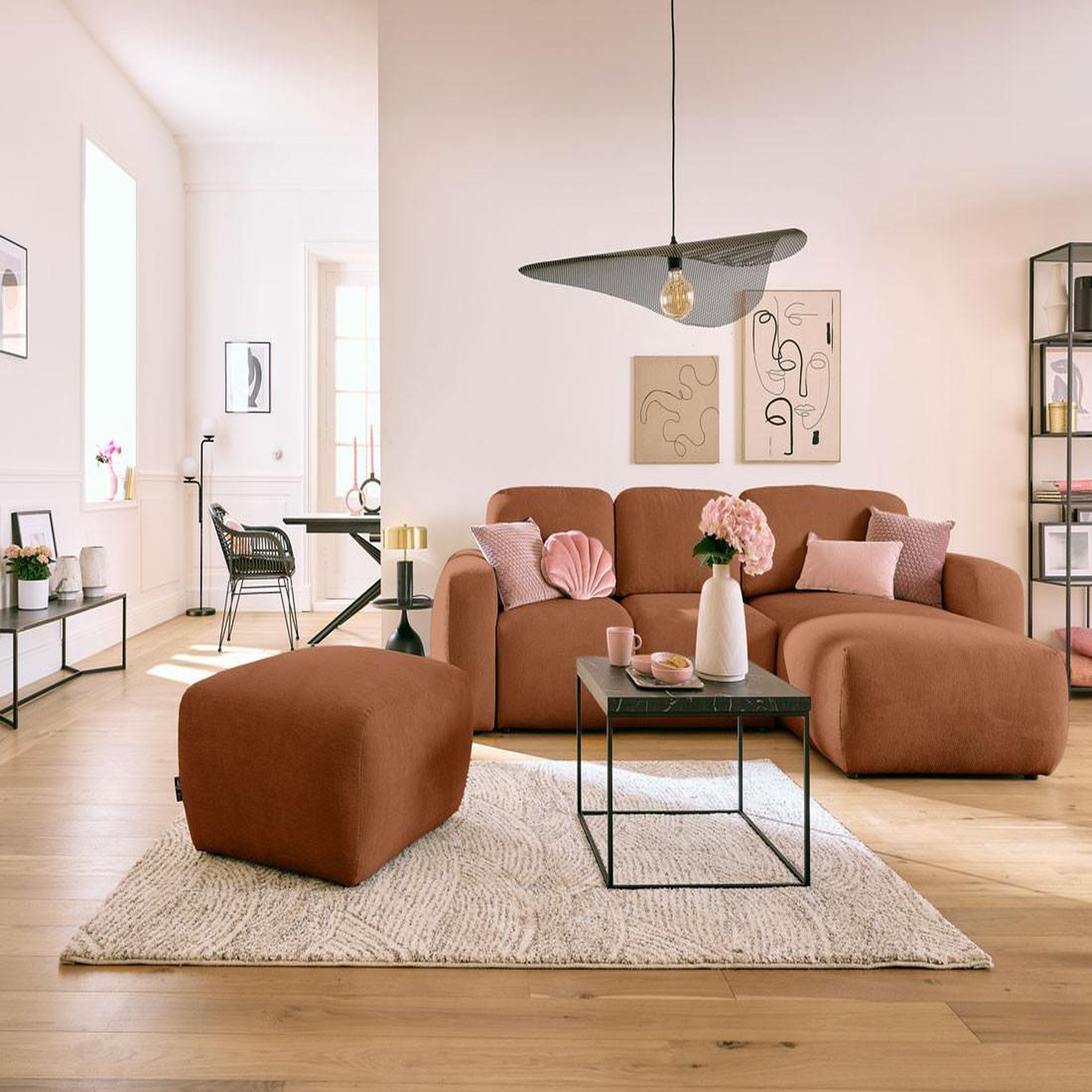 Voir la diapositive 2 : BEST MOBILIER Sorrente - pouf - en tissu texturé