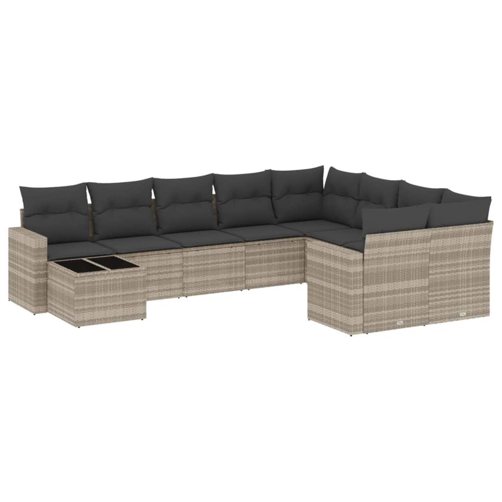 Voir la diapositive 2 : VIDAXL Salon de jardin avec coussins 10 pcs gris clair resine tressee