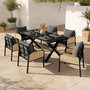 Voir la diapositive 1 : MERAX Salon de jardin 6 places en fer avec 1 table 6 chaises, noir  bois