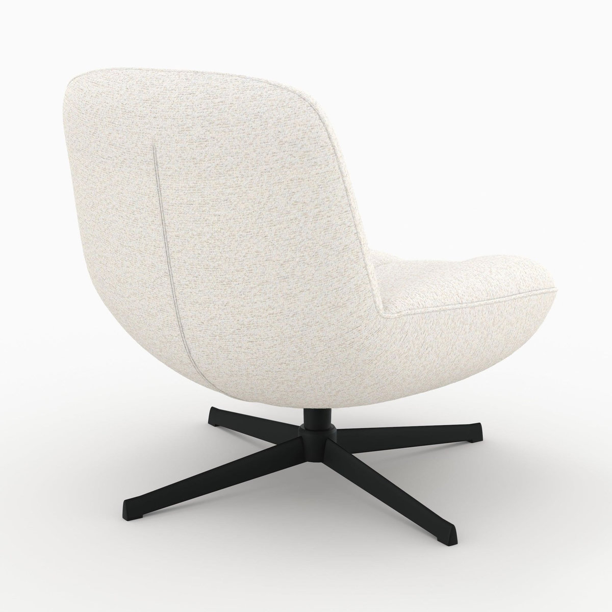 Rendez vous déco Fauteuil pivotant en tissu bouclé blanc cassé-Elvis