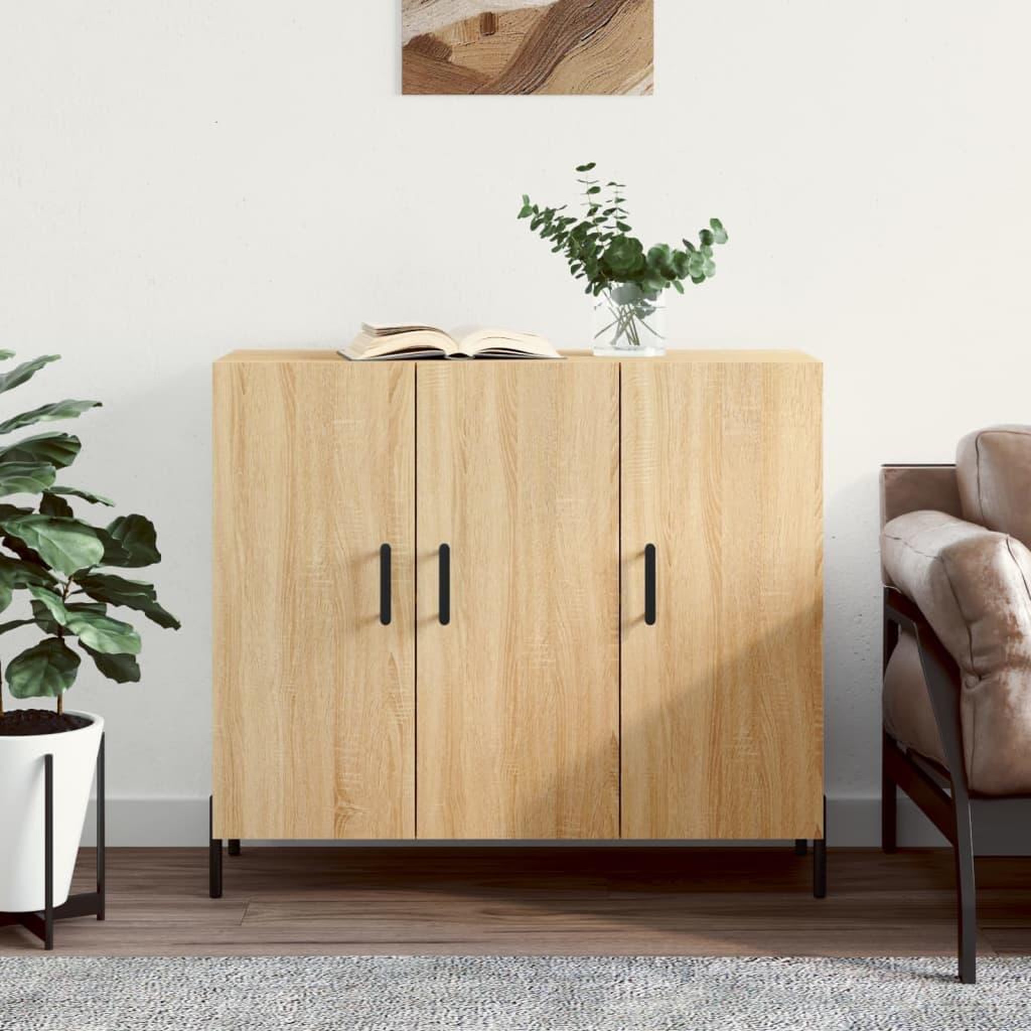 VIDAXL Buffet chene sonoma 90x34x80 cm bois d'ingenierie