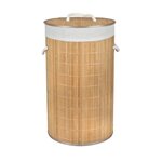 FORNORD Panier à linge rond en bambou avec couvercle