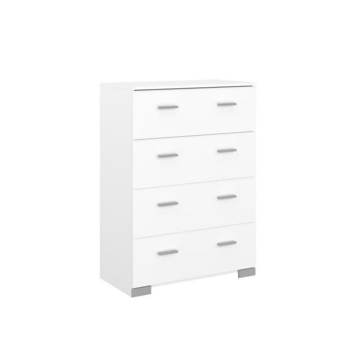 PARISOT Chambre complete BOSTON : Lit adulte 140x190 + Commode + 1 Chevet - Décor blanc - Fabriqué en France