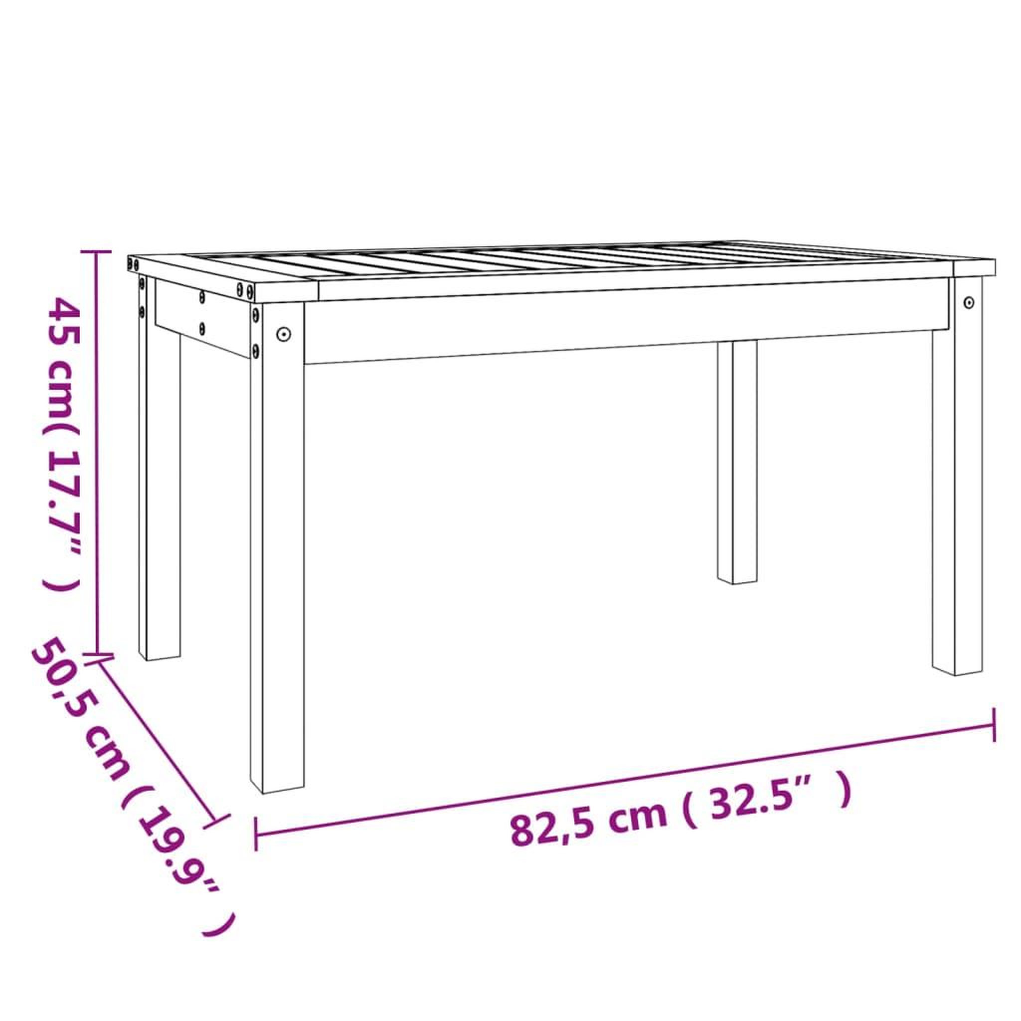 Voir la diapositive 6 : VIDAXL Table de jardin marron miel 82,5x50,5x45 cm bois massif de pin