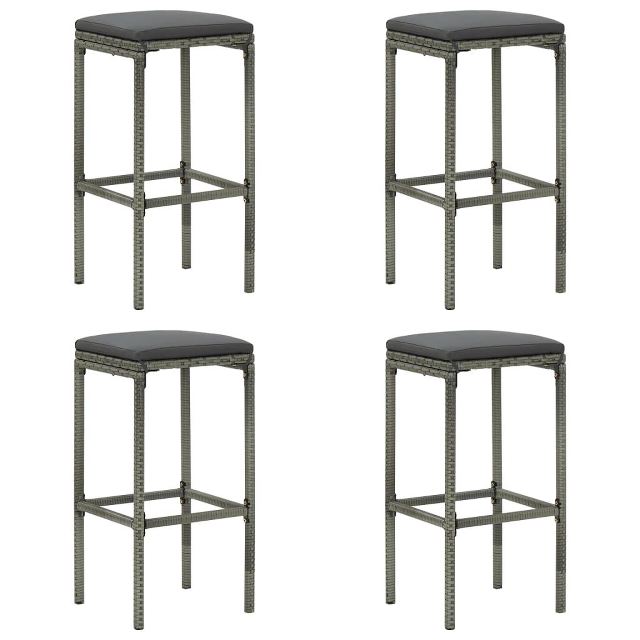 Voir la diapositive 5 : VIDAXL Ensemble de bar de jardin 5 pcs et coussins resine tressee gris