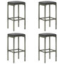 Voir la diapositive 5 : VIDAXL Ensemble de bar de jardin 5 pcs et coussins Resine tressee Gris