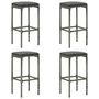 Voir la diapositive 5 : VIDAXL Ensemble de bar de jardin 5 pcs et coussins Resine tressee Gris