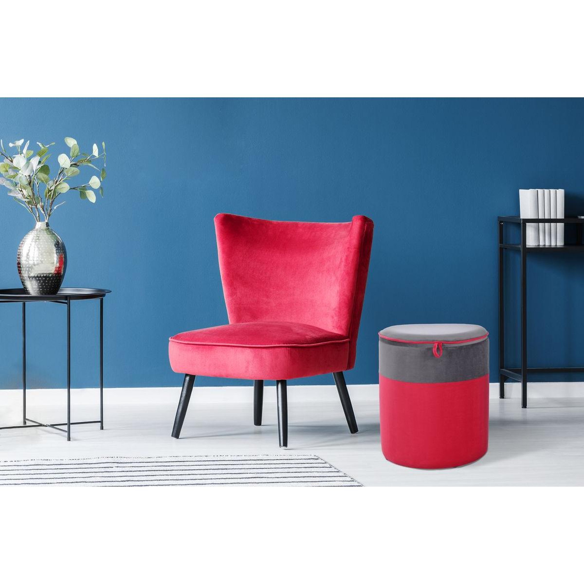 Voir la diapositive 3 : Paris Prix Pouf & coffre de rangement  kassandra  40cm rouge