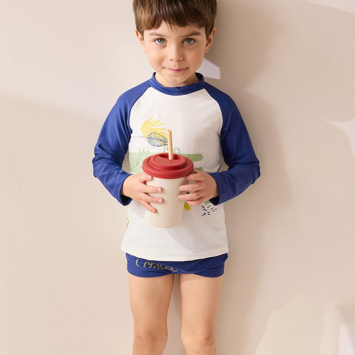 Petit Béguin Maillot de bain bébé 2 pièces t-shirt de protection UV & boxer Costa