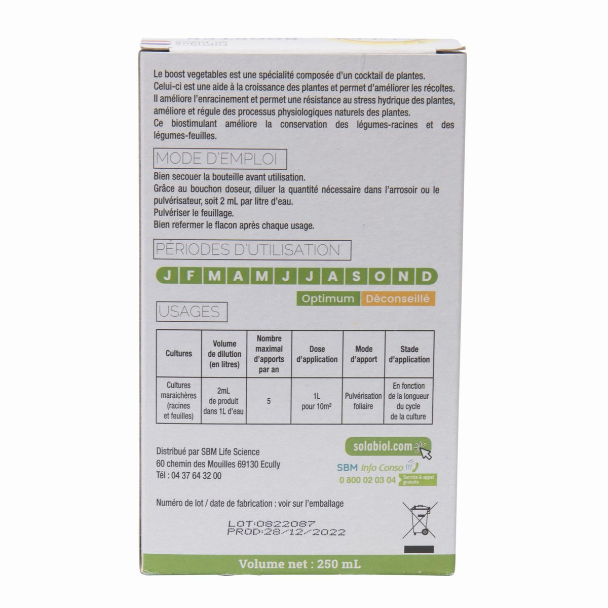 SOLABIOL Biostimulant booster vegetal potager 250ml