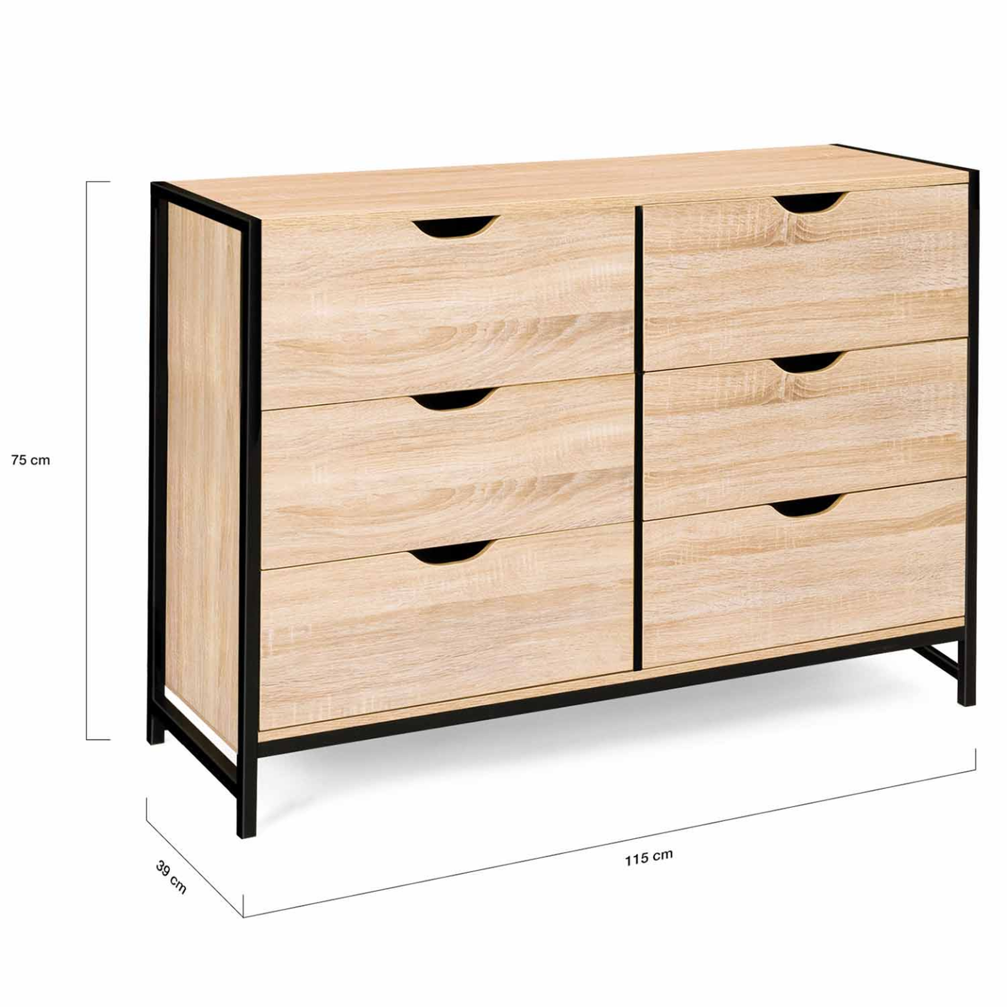 Voir la diapositive 5 : ID MARKET Commode 6 tiroirs detroit 115 cm design industriel