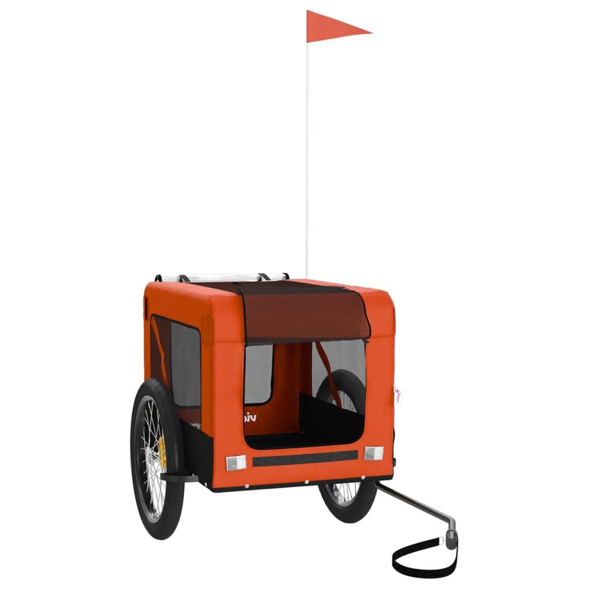Voir la diapositive 3 : VIDAXL Remorque de velo pour animaux de compagnie orange et noir