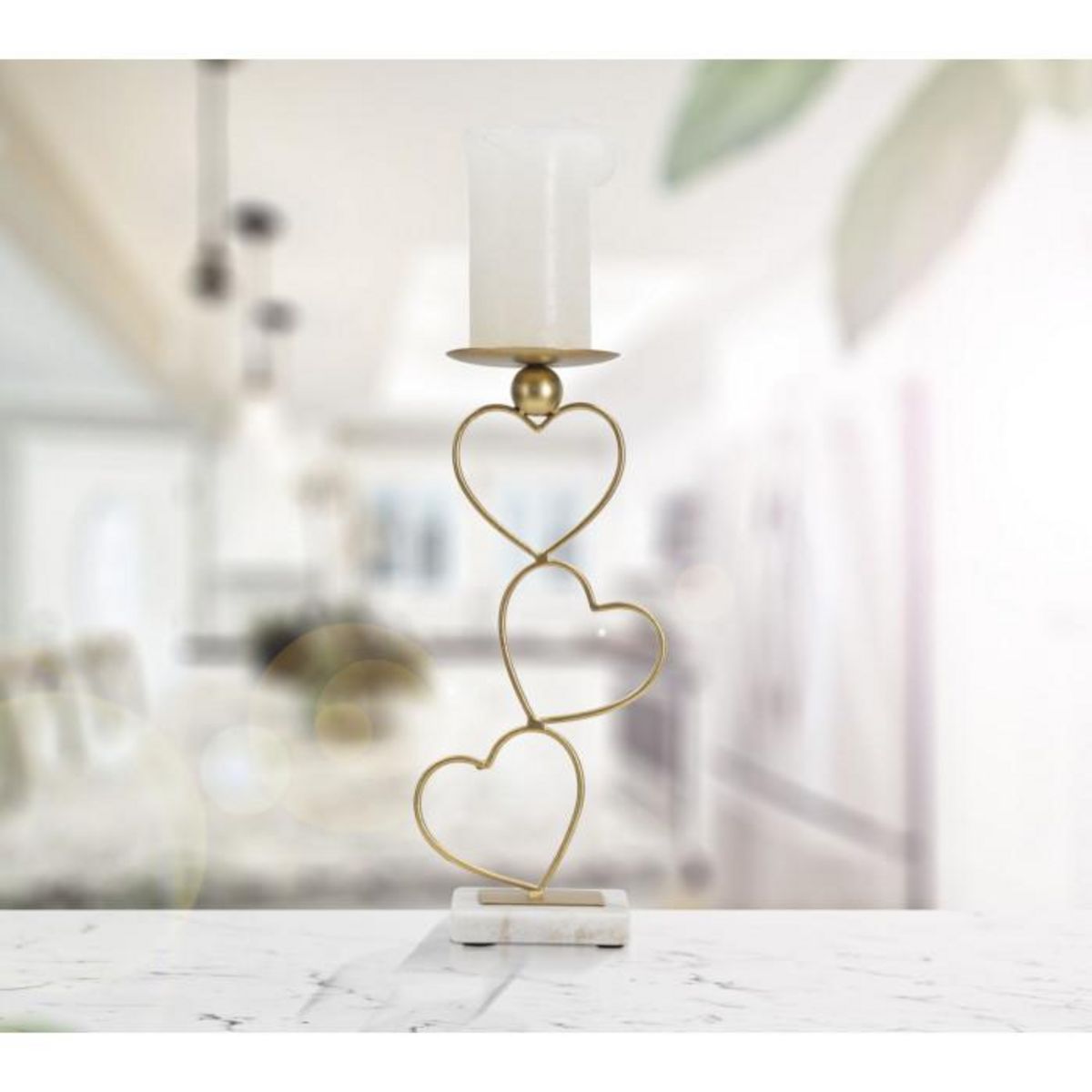 Paris Prix Bougeoir Design en Métal  Cœurs  32cm Or