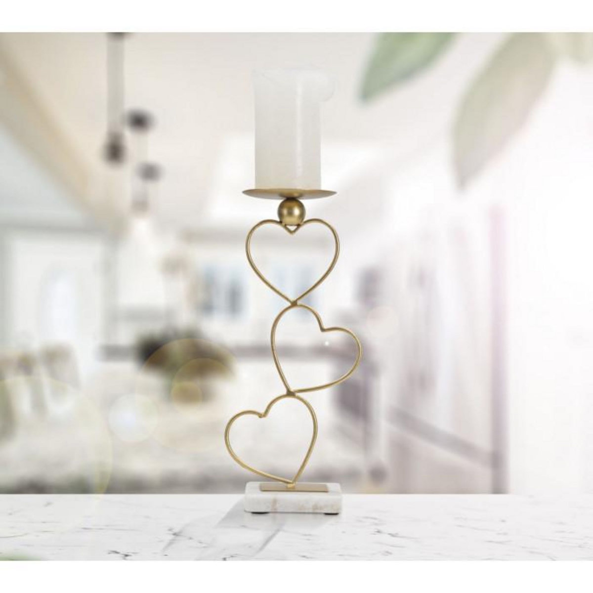 Paris Prix Bougeoir Design en Métal  Cœurs  32cm Or