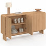 Voir la diapositive 4 : ID MARKET Buffet 160 cm CAPUCINE XXL 4 portes façon hêtre design arrondi