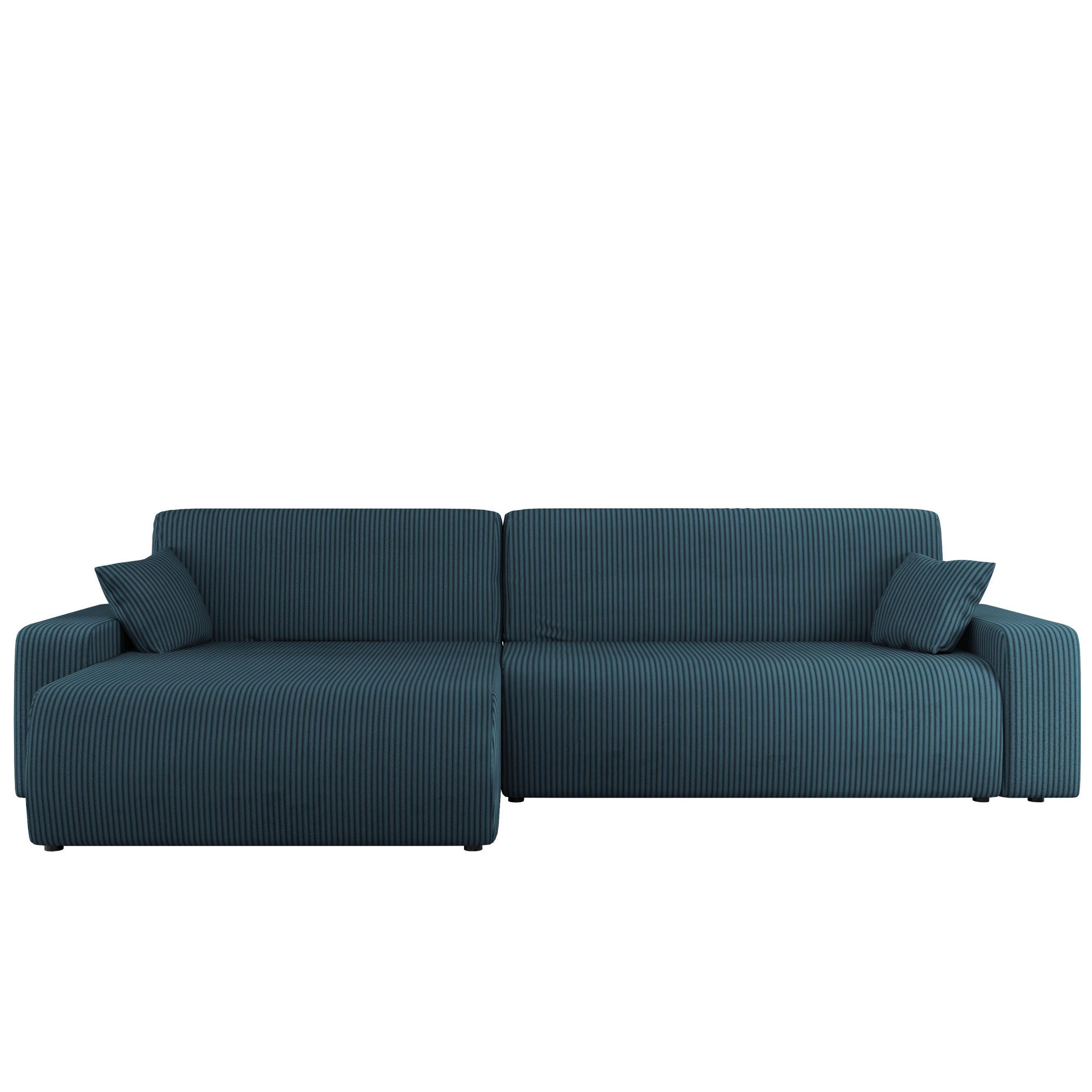 Voir la diapositive 1 : BEST MOBILIER Artemisa - canapé d'angle réversible 5 places convertible avec coffre en velours côtelé