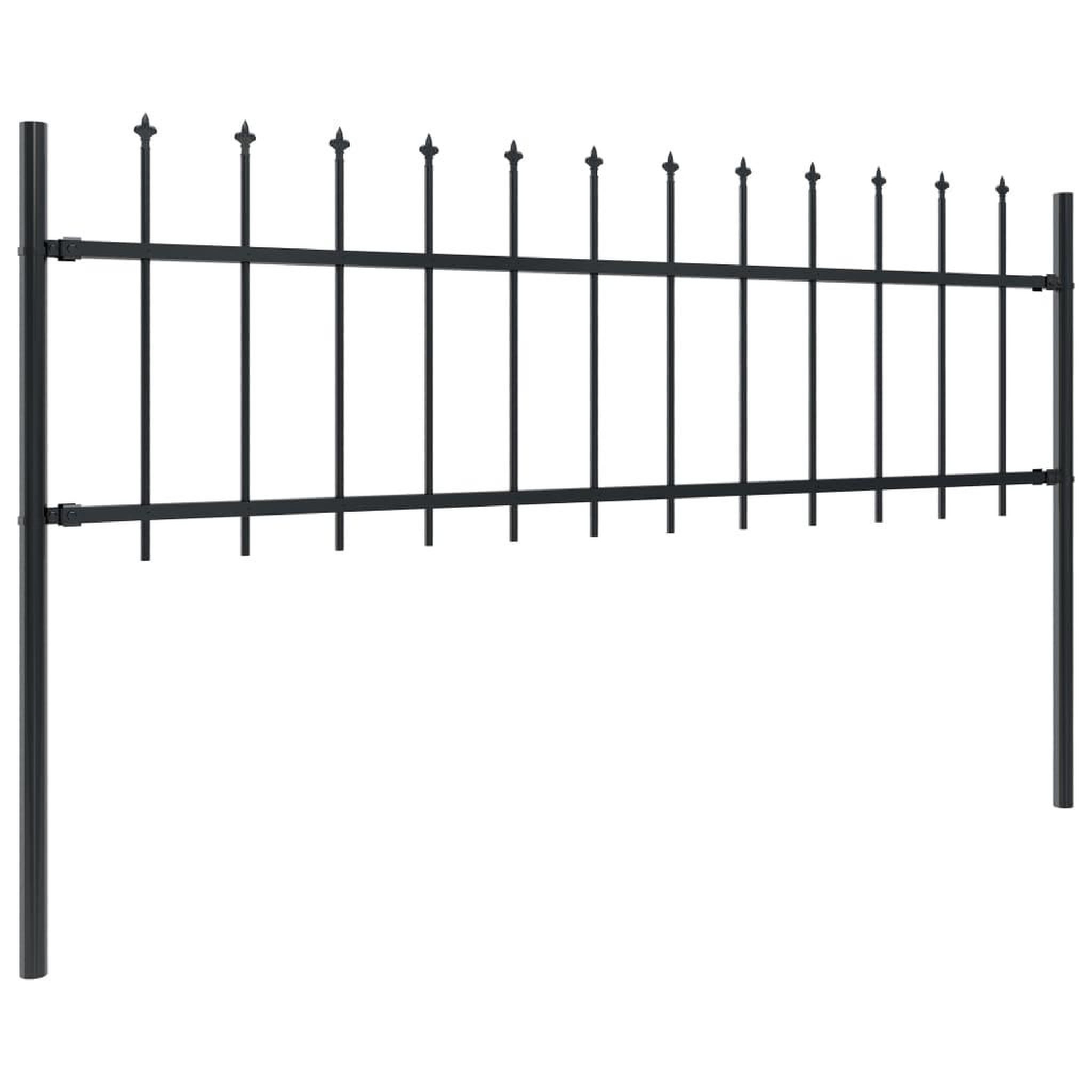 Voir la diapositive 2 : VIDAXL Cloture de jardin avec dessus en lance Acier 15,3 x 0,6 m Noir