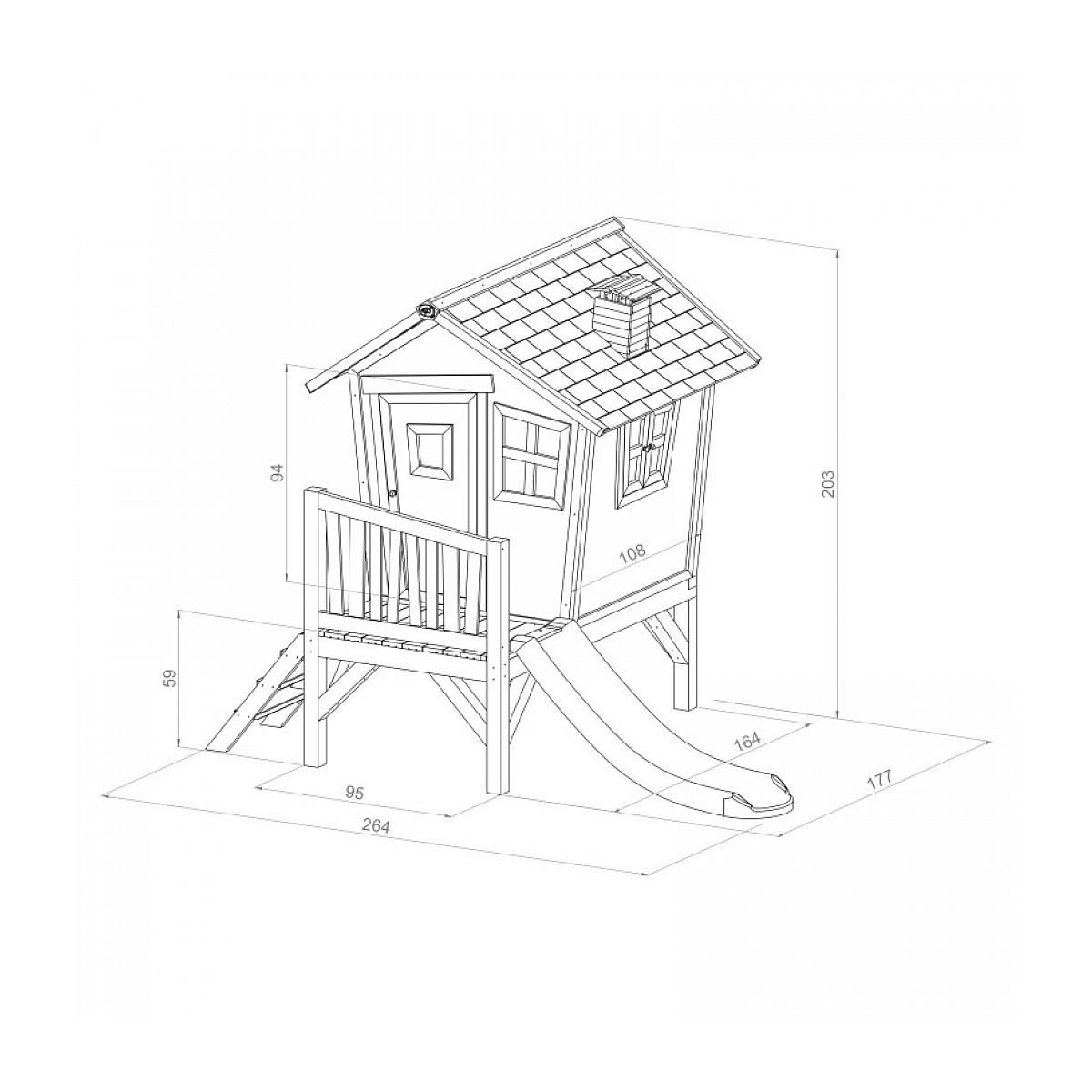 Axi House AXI Cabane enfant ROBIN Brun Blanc avec toboggan Blanc