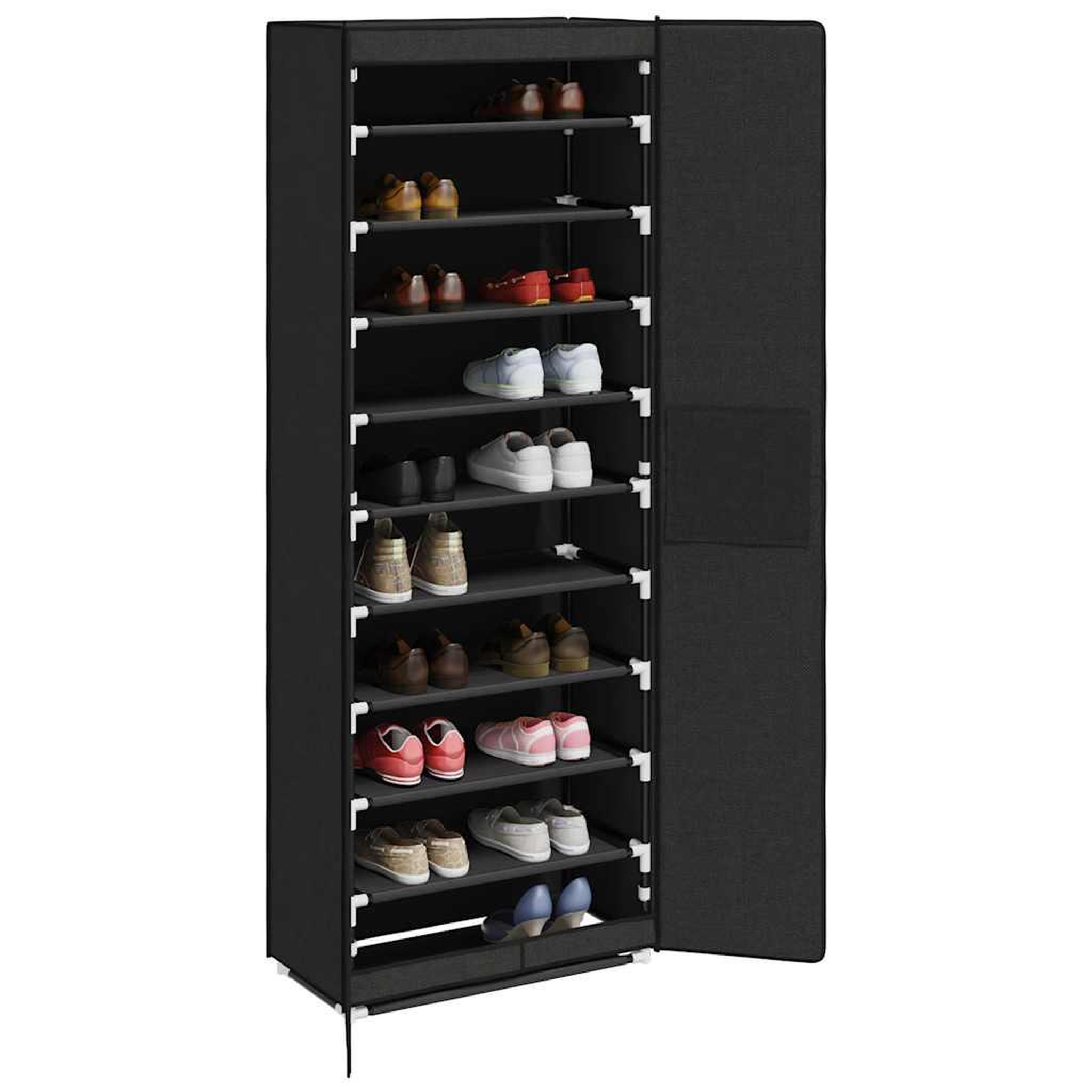 Voir la diapositive 3 : VIDAXL Armoire a chaussures noir 60x30x166 cm tissu
