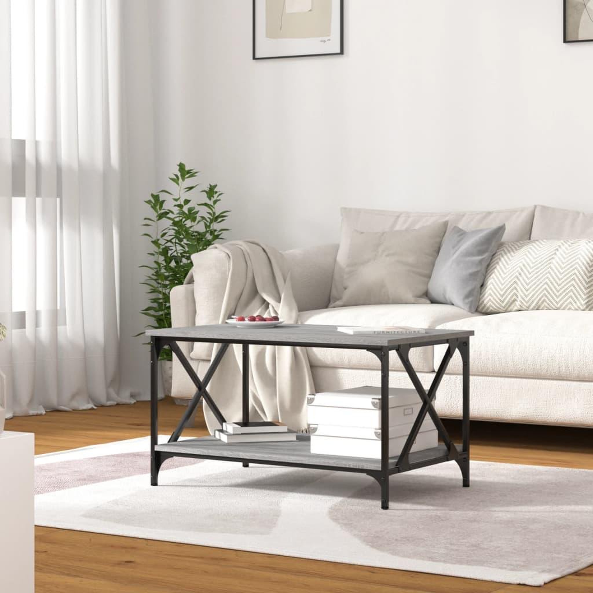Voir la diapositive 3 : VIDAXL Table basse Sonoma gris 80x50x45 cm Bois d'ingenierie et fer