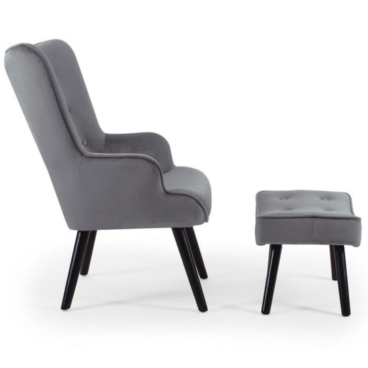 Paris Prix Fauteuil & Pouf Scandinave  Nomi  100cm Gris