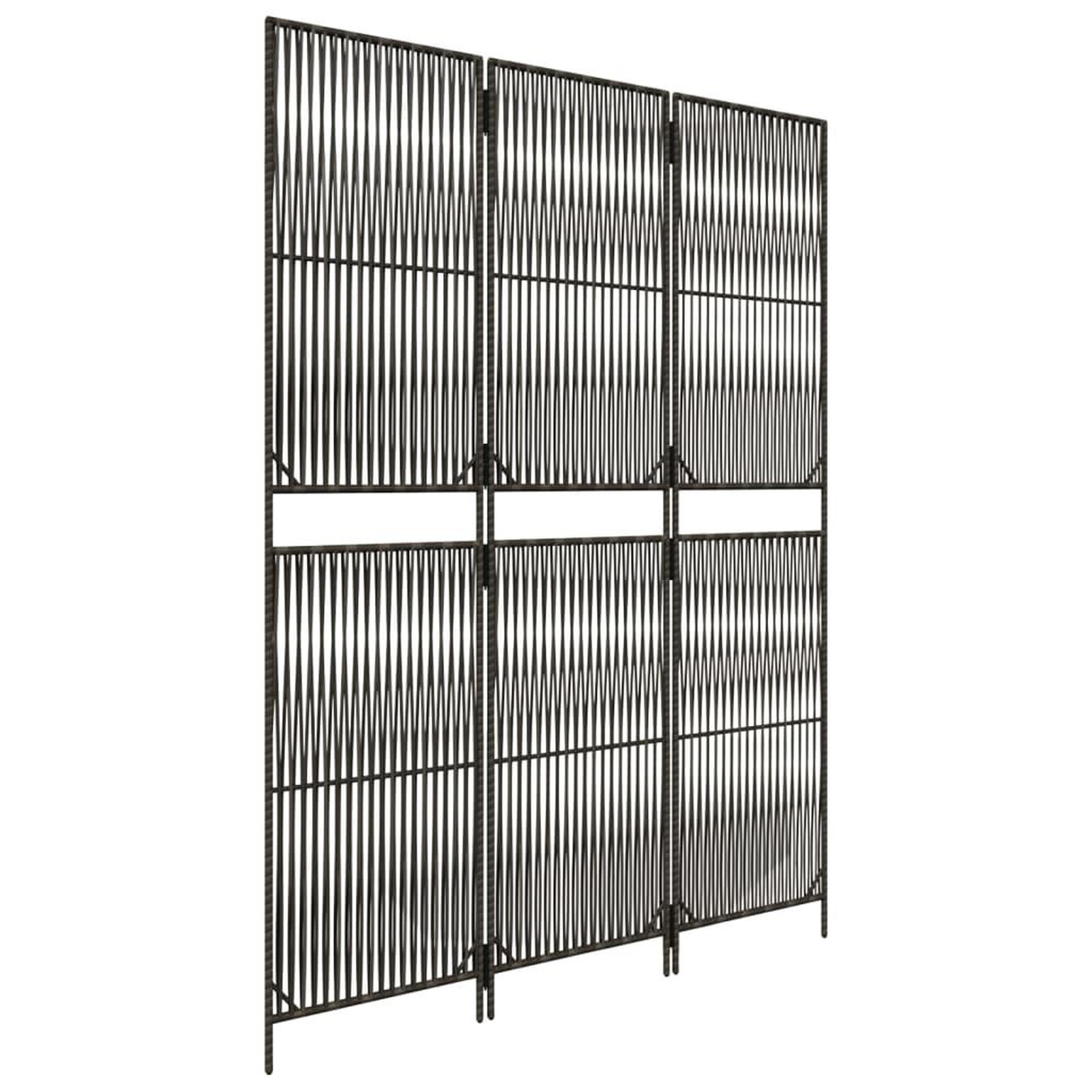 Voir la diapositive 4 : VIDAXL Cloison de separation 3 panneaux gris resine tressee