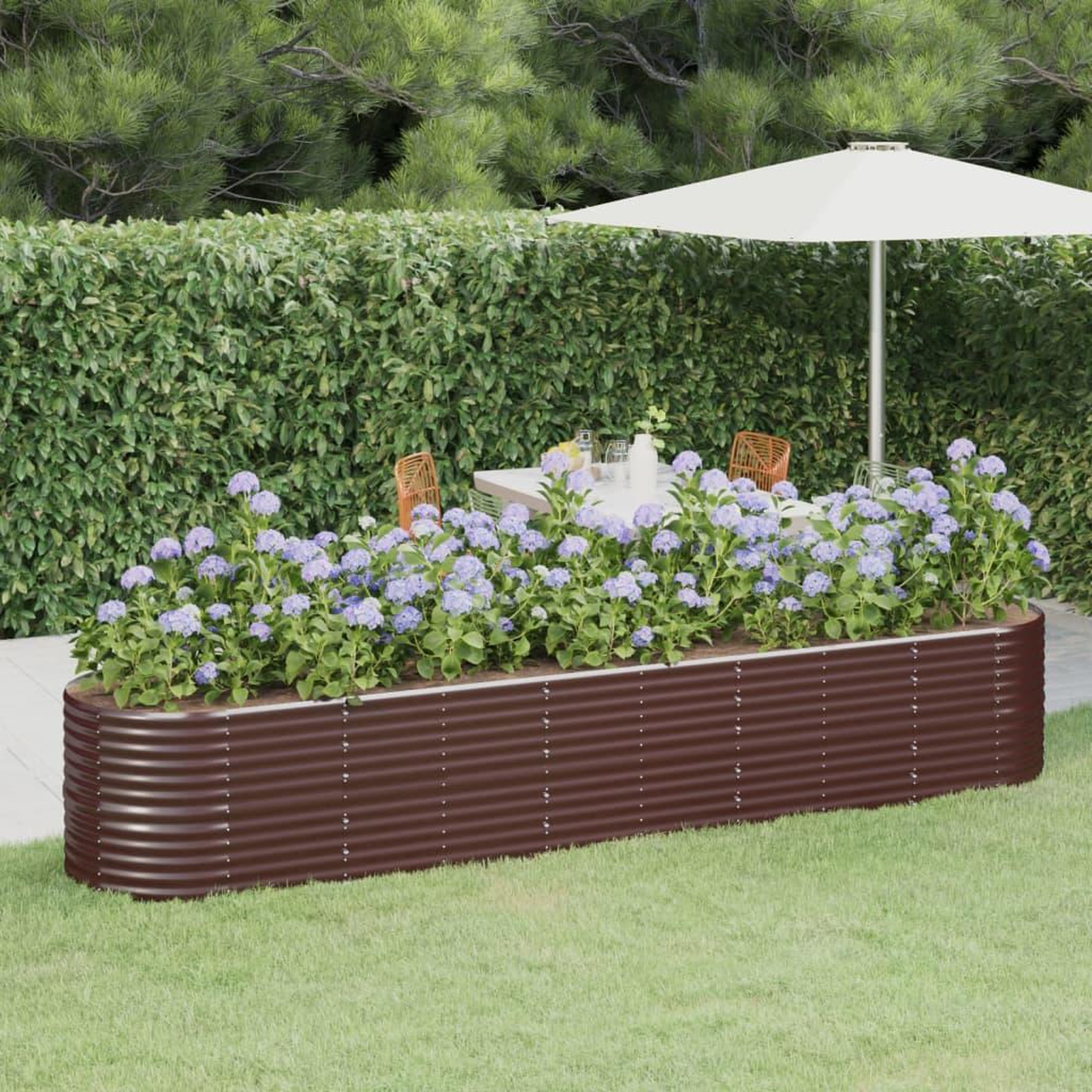 Voir la diapositive 1 : VIDAXL Lit sureleve de jardin Acier enduit de poudre marron