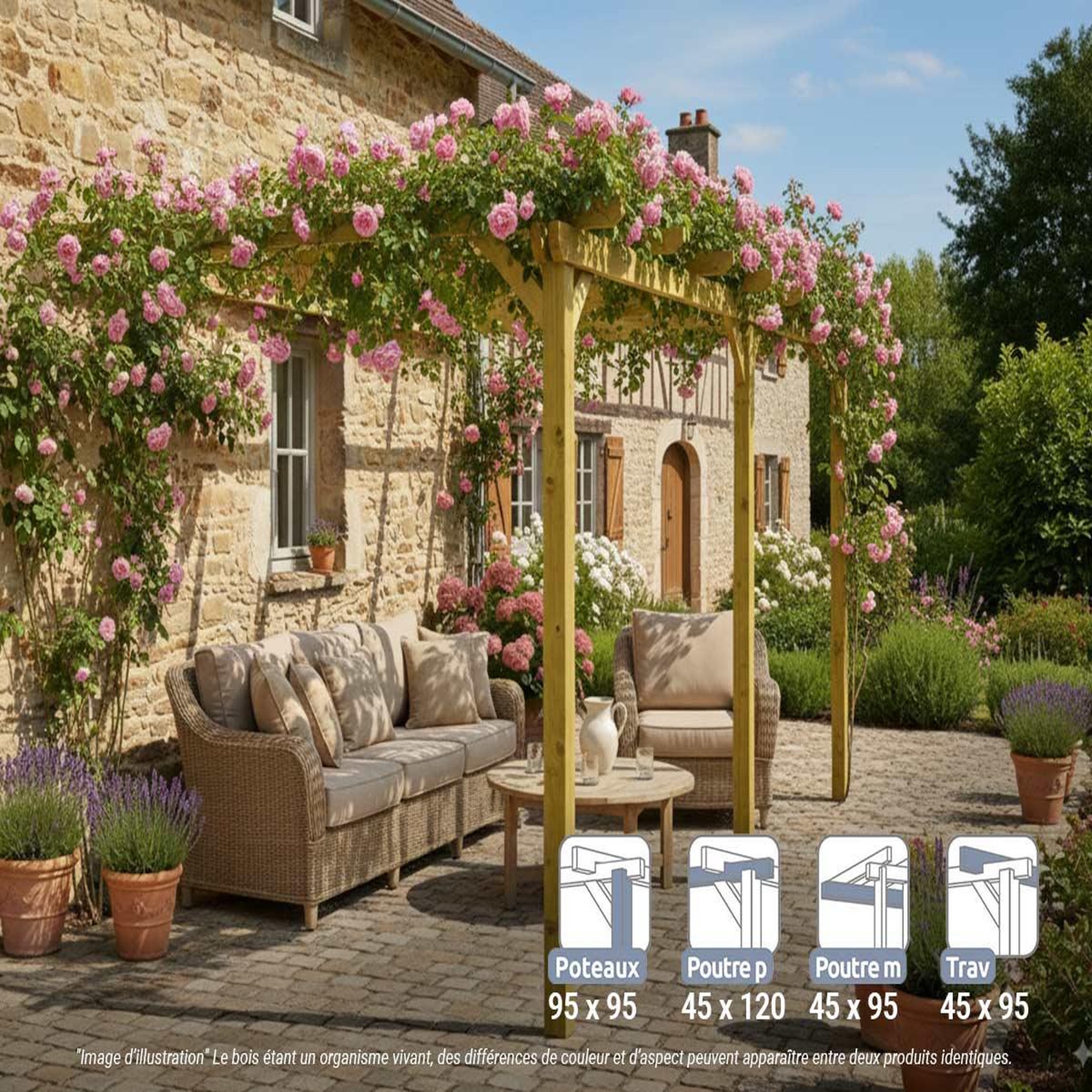 JARDIDECO Pergola adossée en bois massif saint-denis 510 x 300 cm - maderland
