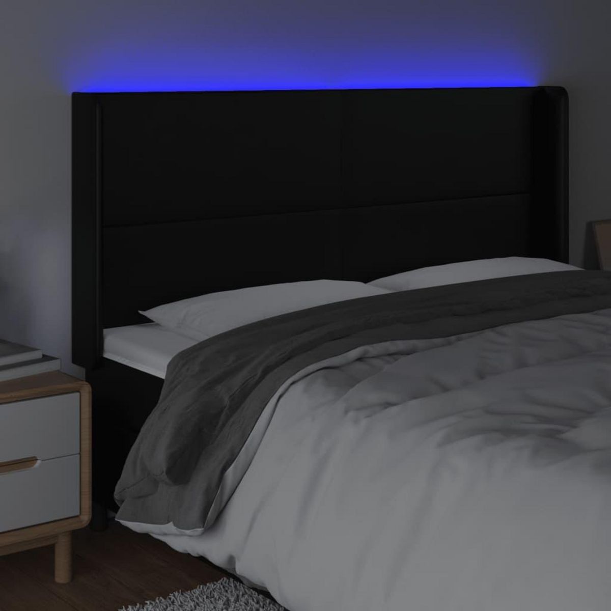 VIDAXL Tete de lit a LED Noir 163x16x118/128 cm Similicuir