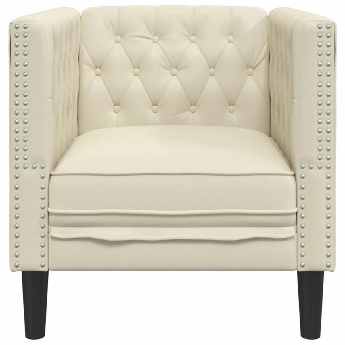 VIDAXL Fauteuil Chesterfield creme similicuir