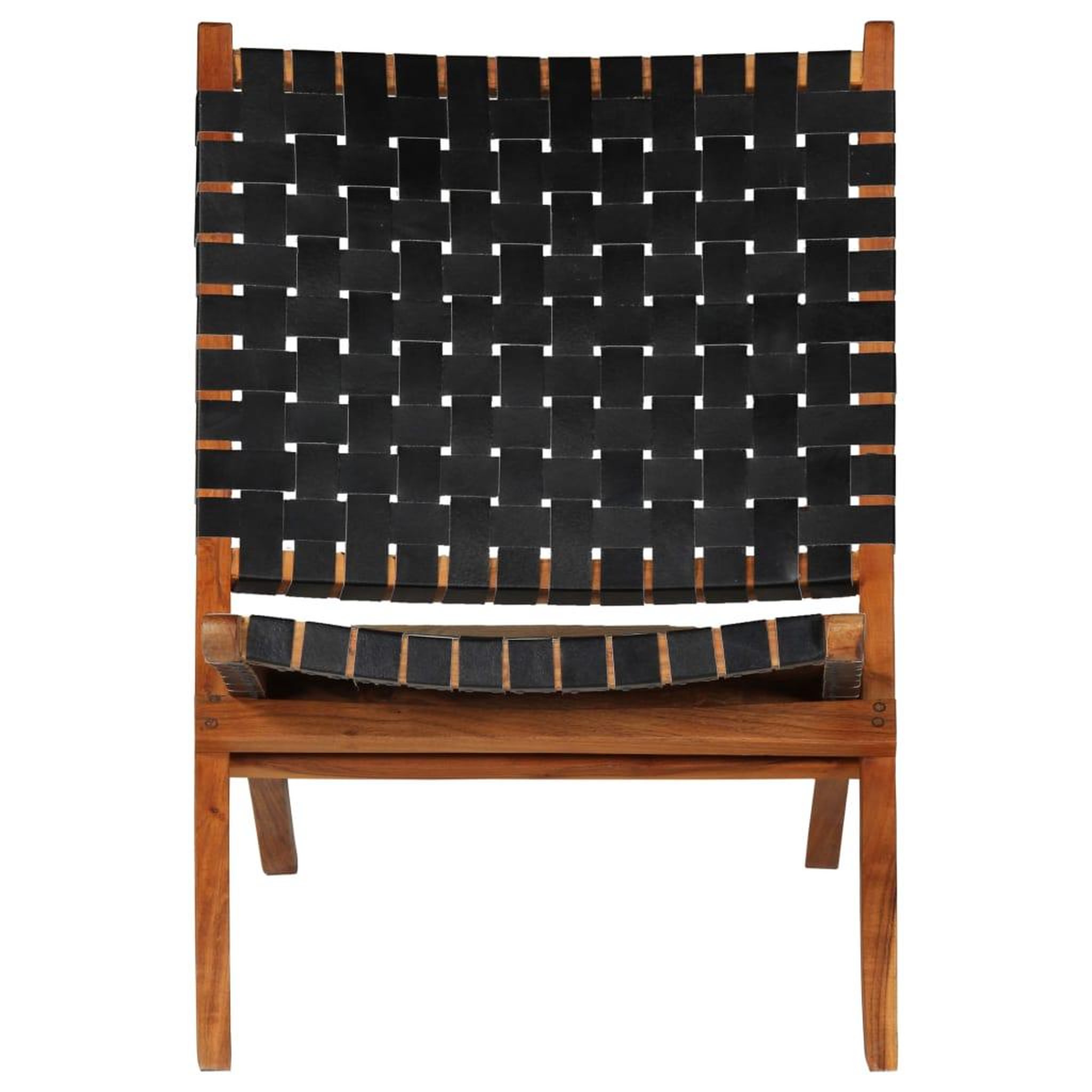 Voir la diapositive 2 : VIDAXL Chaise pliable bandes croisees noir cuir veritable