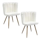 The Home Deco Factory Lot de 2 chaises design effet bouclette Ariel - Blanc