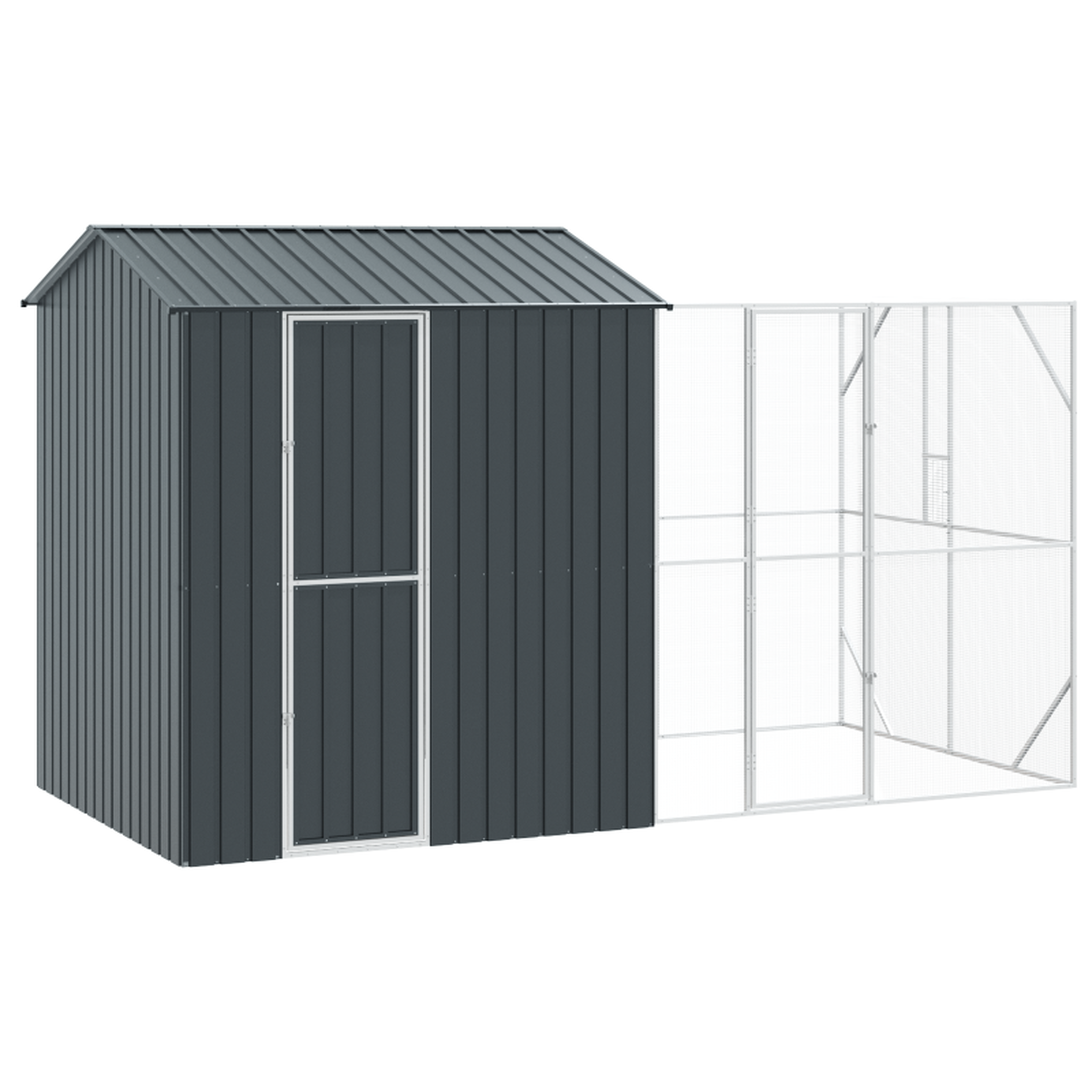Voir la diapositive 2 : VIDAXL Aviary pour oiseaux avec extension anthracite 210x421x247 cm en acier