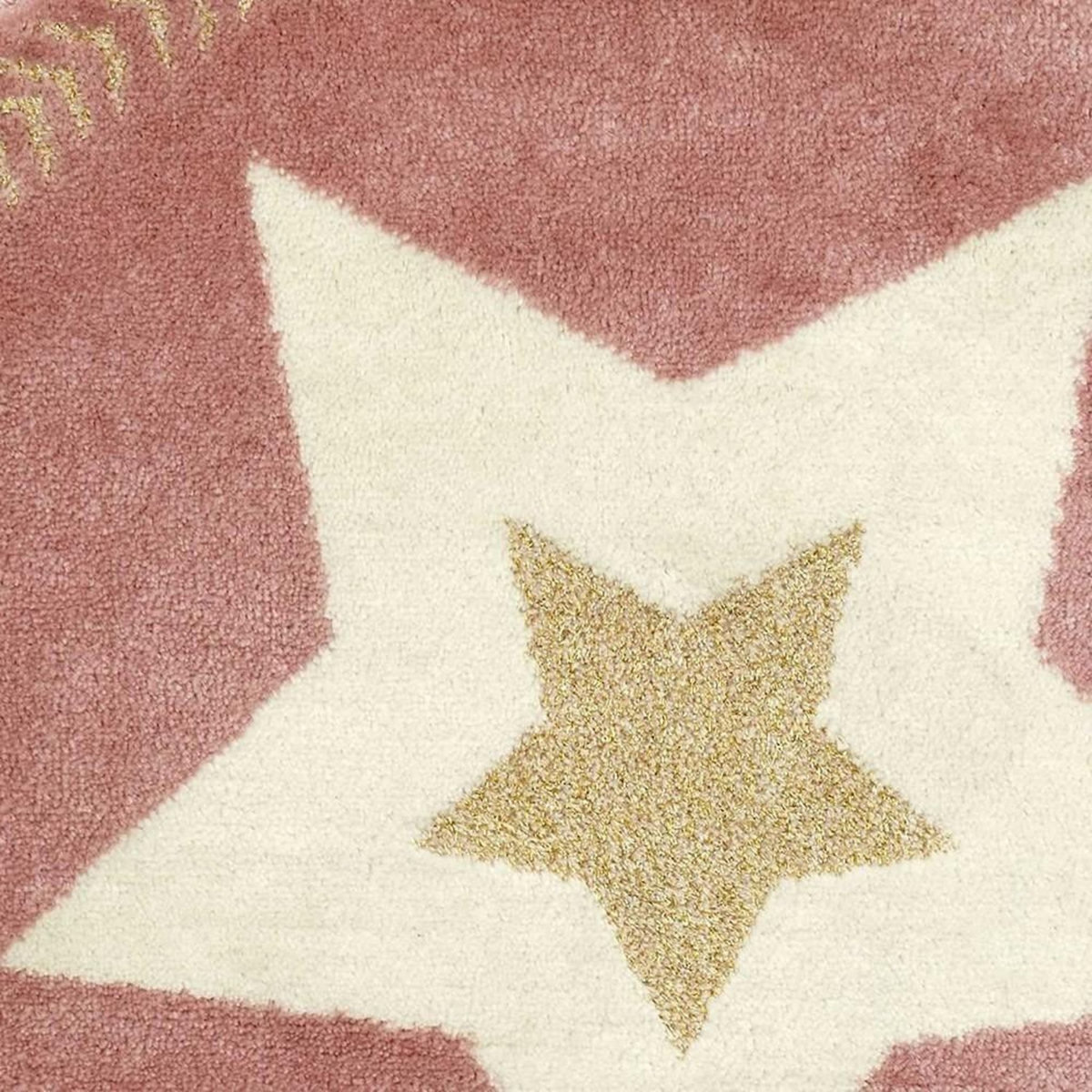 The Home Deco Factory Tapis rond étoile fil métallisé rose D80