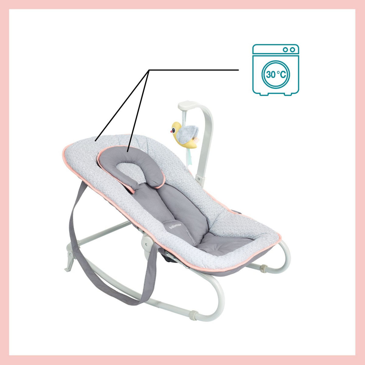 BABYMOOV Transat balancelle bébé Graphik - Pêche