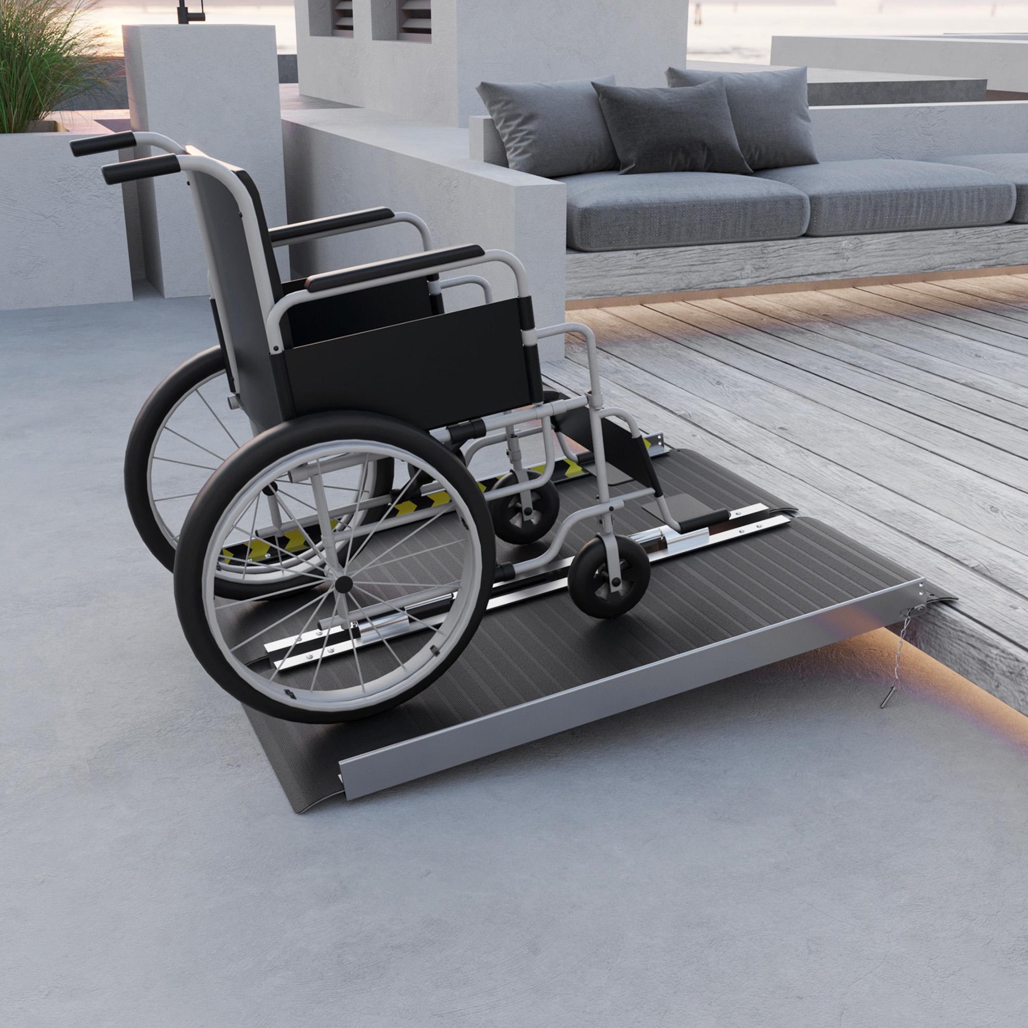 Voir la diapositive 6 : HOMCOM Rampe de fauteuil roulant pliable en alliage d'aluminium noir