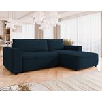 BEST MOBILIER Aurelia - canapé d'angle droit 4 places convertible avec coffre en tissu texturé. Coloris disponibles : Gris, Orange, Bleu, Beige