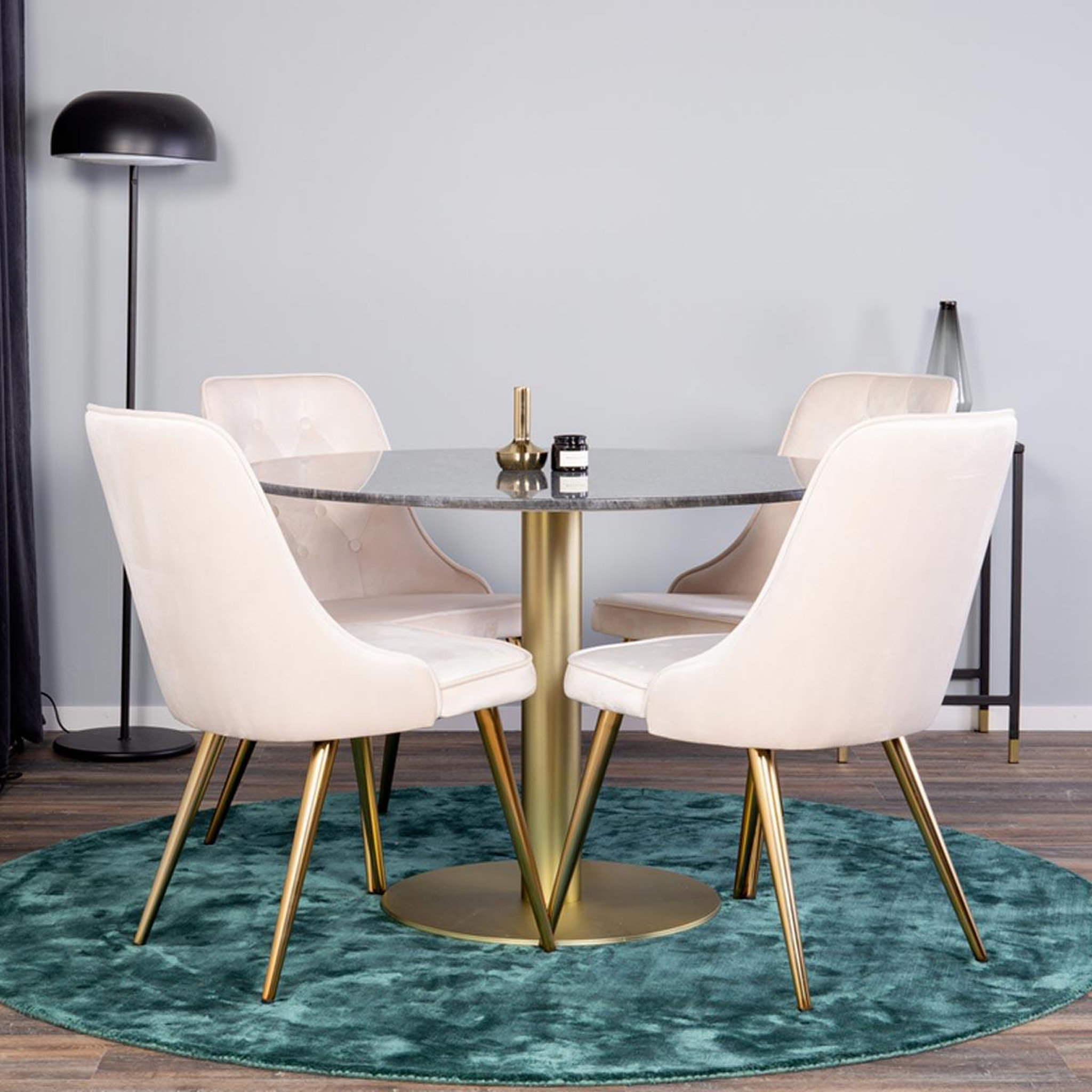Voir la diapositive 6 : Paris Prix Ensemble table à manger & 4 chaises  estelle ii & deluxe ii  106cm gris foncé & beige