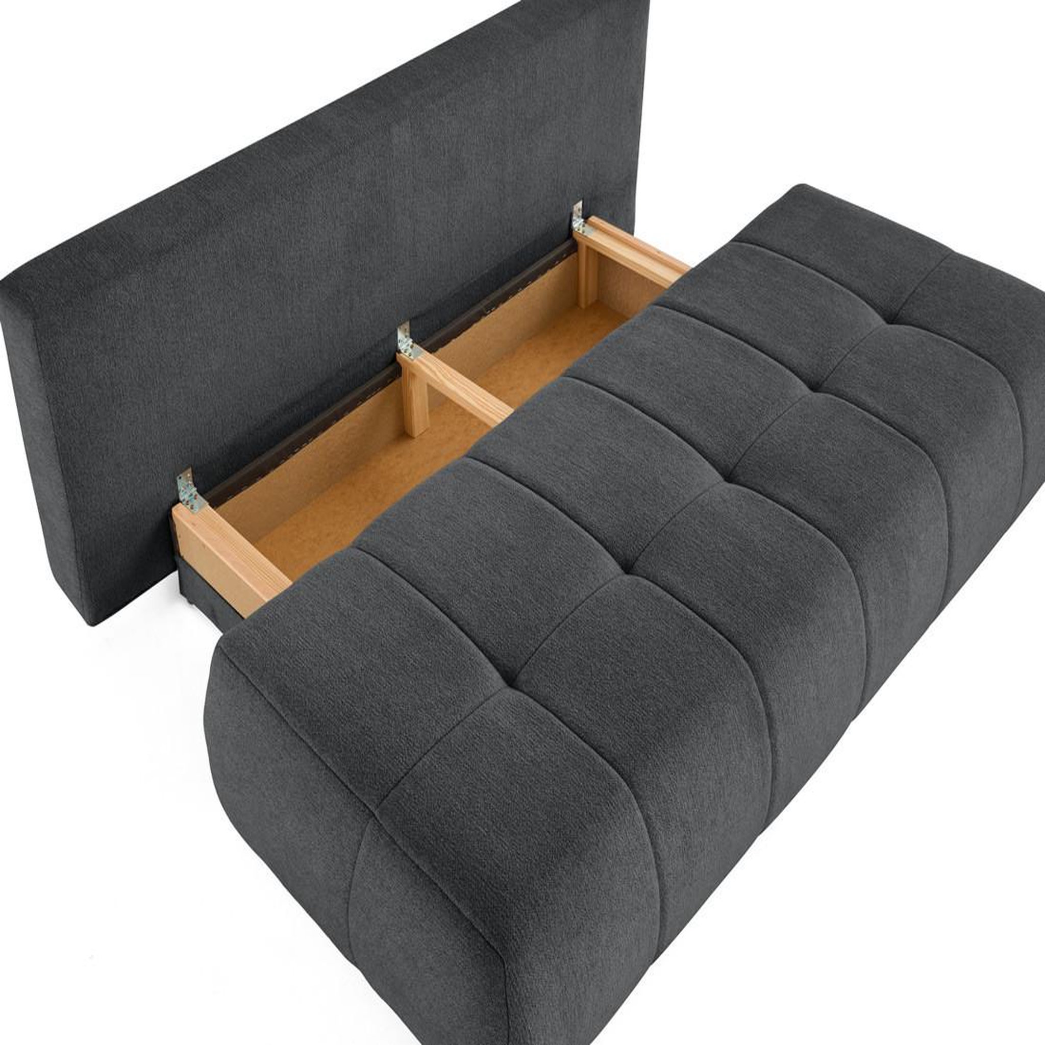Voir la diapositive 3 : BEST MOBILIER Bowie - canapé 3 places convertible coffre + coussin rond inclus en tissu texturé