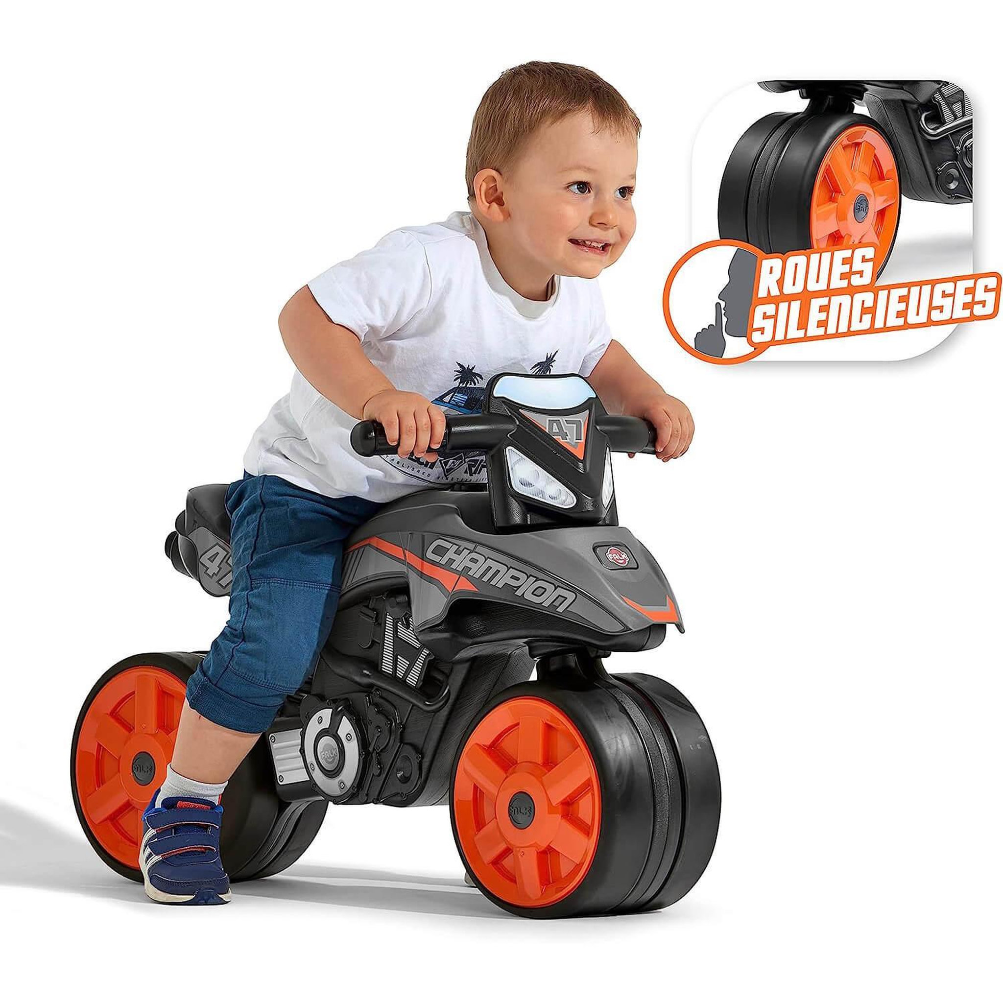 Voir la diapositive 2 : Falk / Falquet Porteur Moto Street champion : Gris anthracite - orange