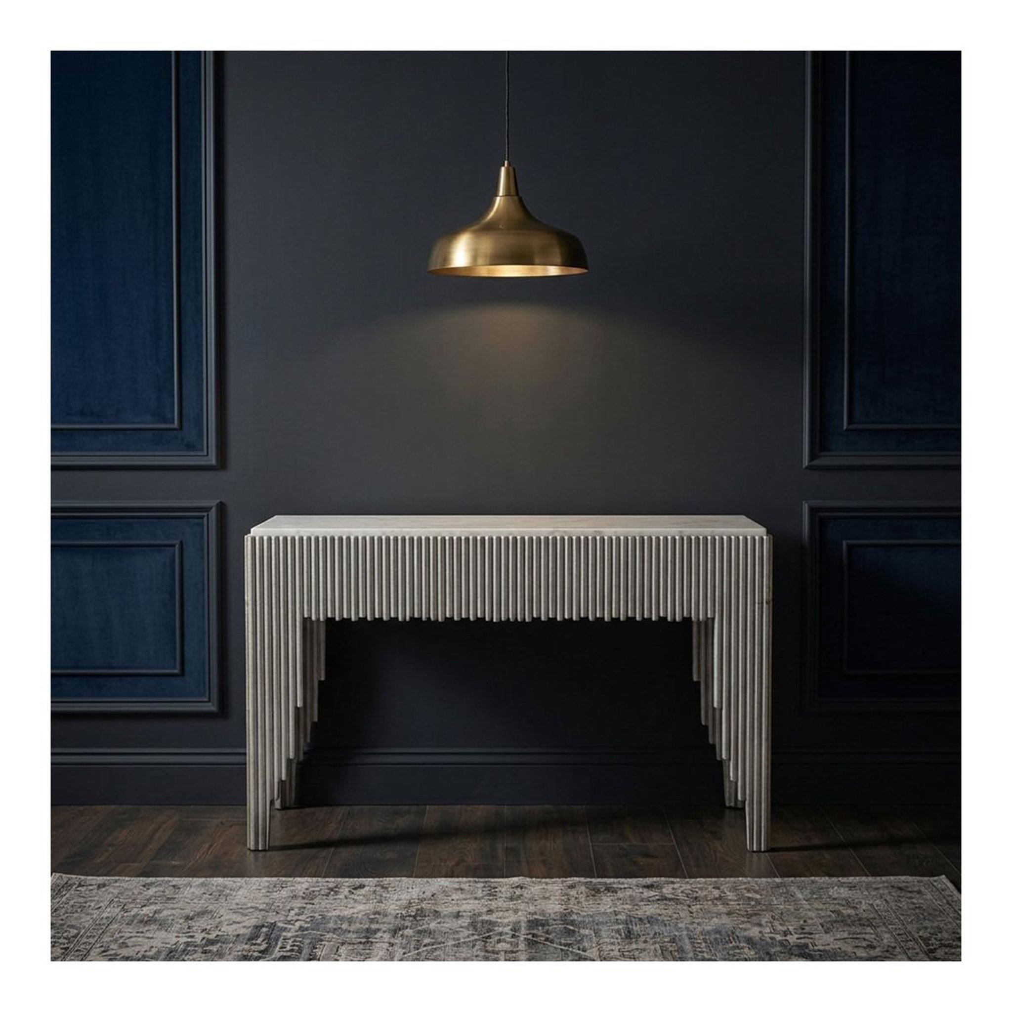 Voir la diapositive 3 : Paris Prix Console en Marbre  Zane  106cm Blanc & Argent