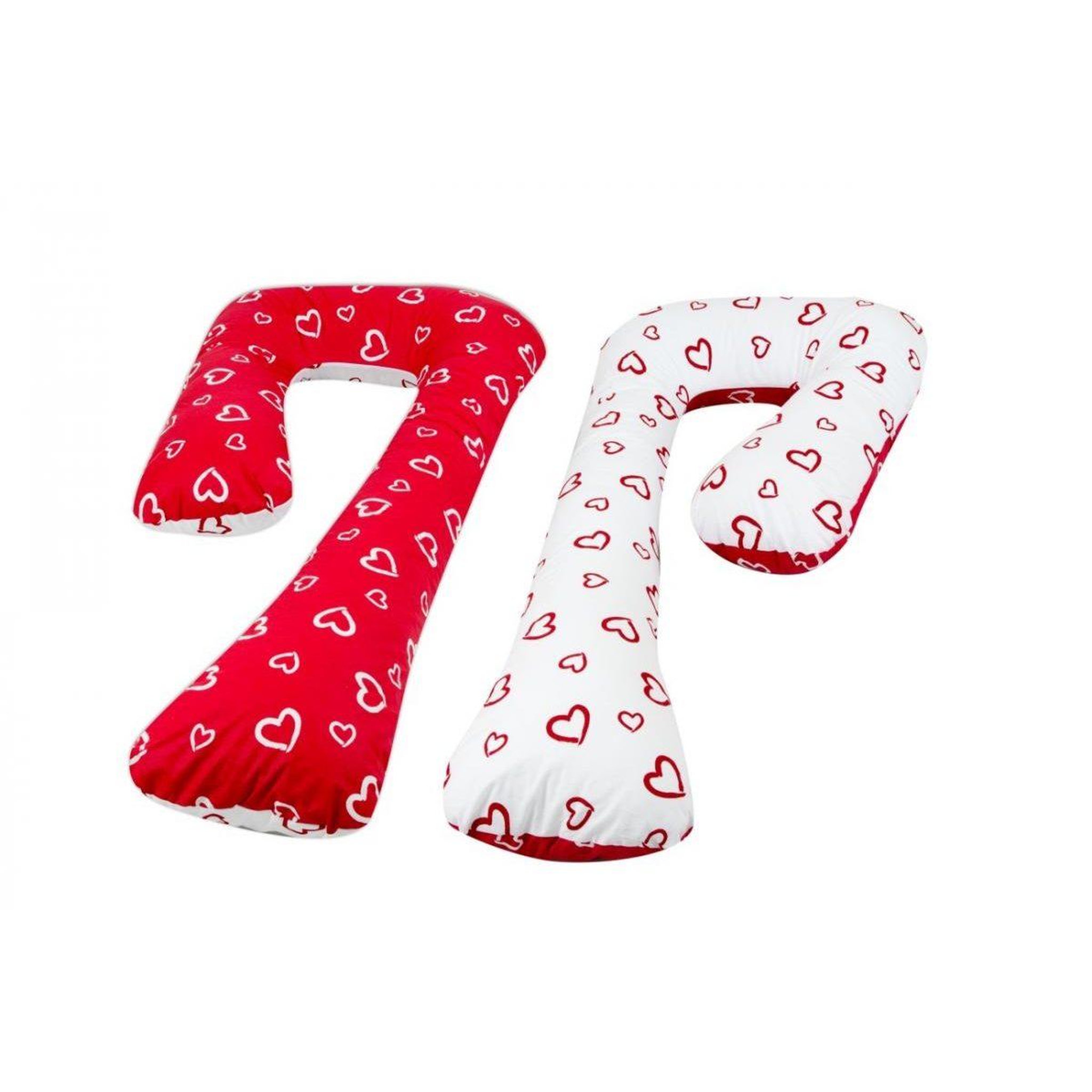 VELINDA Coussin d'accouchement pre/post natal coeurs blancs sur fond rouge - coeurs rouges sur f