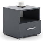 KOBI Table de chevet Emi gris - poignée aluminium