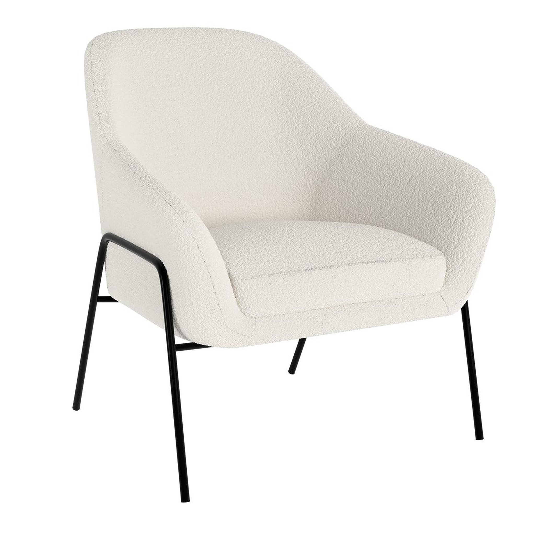 Voir la diapositive 2 : MAISON PAVANE Fauteuil blanc effet laine bouclette-aubin