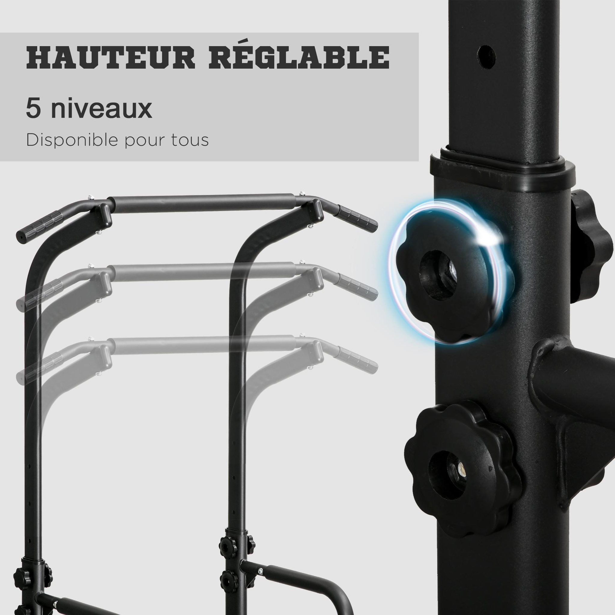 Voir la diapositive 5 : HOMCOM Station de musculation multifonction barre de traction chaise romaine réglable acier noir