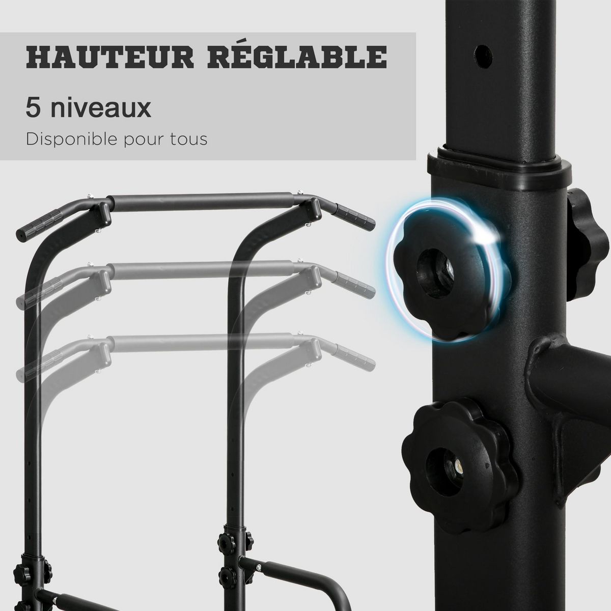 HOMCOM Station de musculation multifonction barre de traction chaise romaine réglable acier noir